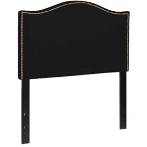 BizChair Upholstered Twin Size Headboard with Nailtrim in Black Fabric