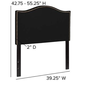 BizChair Upholstered Twin Size Headboard with Nailtrim in Black Fabric