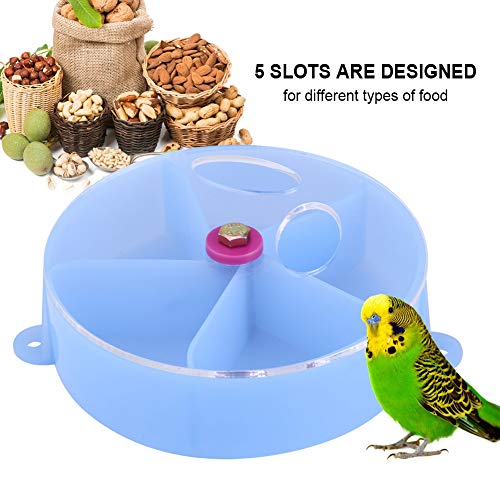 Bird Creative Foraging Toy, Parrot Bird Feeders Seed Food Ball Rotate Wheel for Small Medium Parrot Parakeet Canary Cage Feeder(Blue)