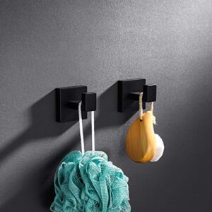 Kenivix Matte Black Towel Hook Bathroom Coat/Robe Clothes Hooks Kitchen Wall Hanging Hooks Wall Mount SUS 304 Stainless Steel 2 Pack