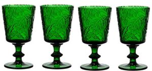 jomop handmade pressed colored stemmed wine glasses set green set of 4 retro (4, wine goblet)