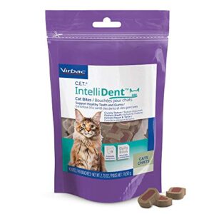 virbac c.e.t. intellident cat bites dental care cat treats for healthy teeth and gums, fresh breath | chicken flavor | 90 per bag