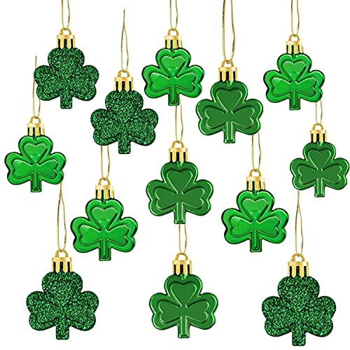 24Pcs St Patrick's Day Shamrocks Ornaments - Shamrocks Decorations |St Patrick's Day Hanging Clover | Romantic Day St Patrick's Day Decorations