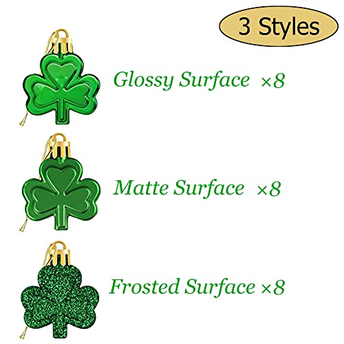 24Pcs St Patrick's Day Shamrocks Ornaments - Shamrocks Decorations |St Patrick's Day Hanging Clover | Romantic Day St Patrick's Day Decorations