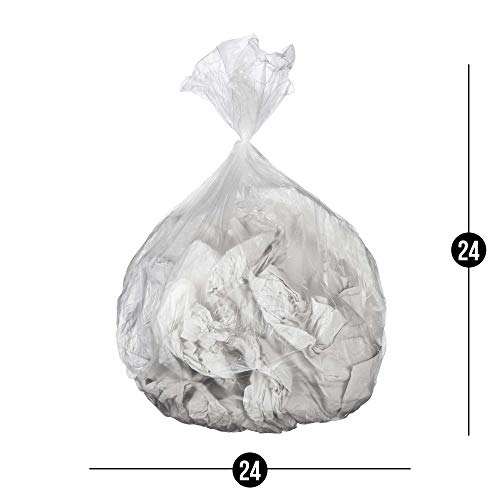 AmazonCommercial 10 Gallon Trash Bags 24" x 24" - 6 Micron Natural Clear High Density Commercial Garbage Bags - 200 count