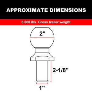 ROAD DAWG ATRLY2002D Torin 2" Diameter Trailer Hitch Ball: 3 Ton (6,000 lb) Capacity , Gray