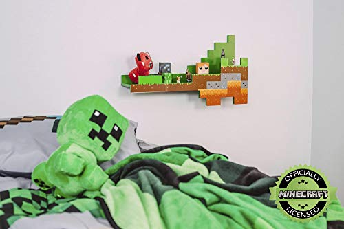 Minecraft Overworld Wall Shelf, Wall Decor | 2 Feet Long | Holds 15 Pounds