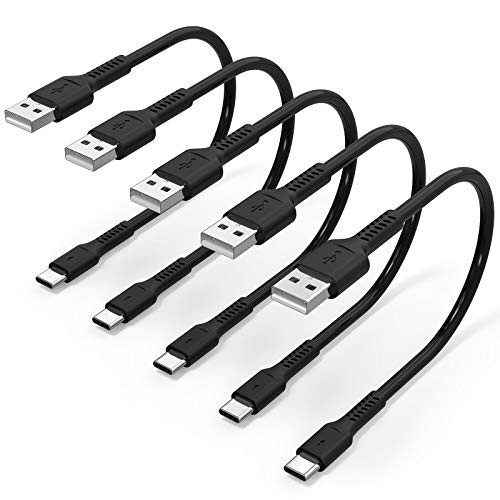 6 inch Short USB C Charging Cord, 5 Pack Durable USB A to USB Type C 3A Fast Charging Cable for Charging Station Compatible with Samsung Galaxy Note 9 10 S10 S20 S30 OnePlus 7T 8T LG V30 V40