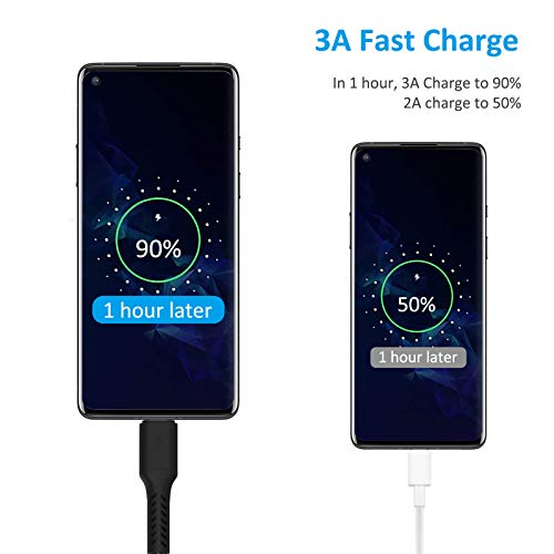 6 inch Short USB C Charging Cord, 5 Pack Durable USB A to USB Type C 3A Fast Charging Cable for Charging Station Compatible with Samsung Galaxy Note 9 10 S10 S20 S30 OnePlus 7T 8T LG V30 V40