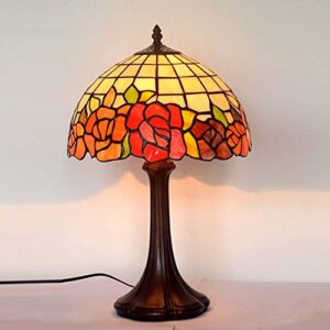 12" Pastoral Vintage Table Lamp Tiffany Style Desk Light Handmade Stained Glass Reading Lights for Living Room Cafe Bar Lighting Fixtures, E27,40W,110-240V