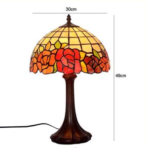 12" Pastoral Vintage Table Lamp Tiffany Style Desk Light Handmade Stained Glass Reading Lights for Living Room Cafe Bar Lighting Fixtures, E27,40W,110-240V