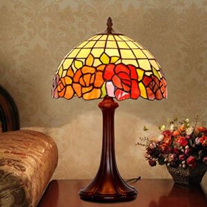 12" Pastoral Vintage Table Lamp Tiffany Style Desk Light Handmade Stained Glass Reading Lights for Living Room Cafe Bar Lighting Fixtures, E27,40W,110-240V