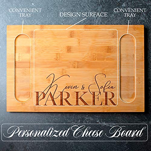 Elegant Wedding Gift, Personalized Charcuterie Board w/ 12 Elegant Design, House Warming Presents for New Home, Bamboo Cheese Board, Gift for Women, Custom Engraved Cutting Board, Wine Lovers