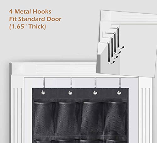 SLEEPING LAMB 24 Large Mesh Pockets Over The Door Shoe Rack Breathable Hanging Shoe Organizer for Closet, Door Shoe Holder for Men Sneaker, Black