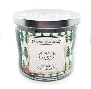huntington home winter balsam soy blended scented 3-wick candle