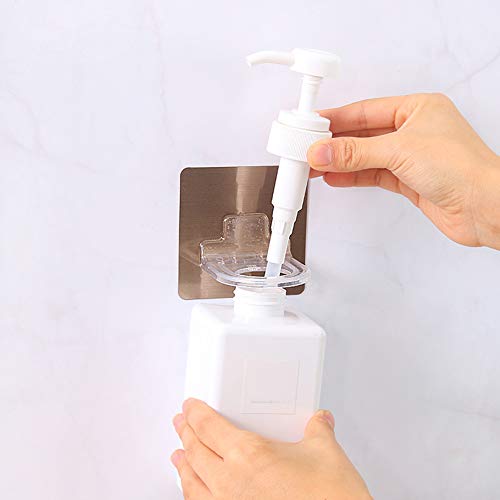 4 Pieces Shampoo Holder Hook Self-Adhesive Wall Mounted Bathroom Bottle Holder Shower Gel Shampoo Hand Washing Hook Shower Gel Bottle Holder Shower Gel Bottle Hook for Shower Kitchen Bathroom, White