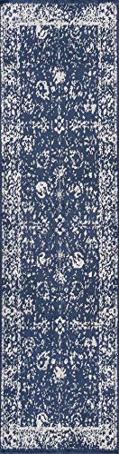 JONATHAN Y MDP404A-210 Soleiman Modern Persian Indoor Area-Rug Vintage Transitional Traditional Floral Easy-Cleaning Bedroom Kitchen Living Room Non Shedding, 2 X 10, Navy
