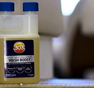 303 Salt Neutralizing Wash Boost – Add to Wash Mix for Salt Removal, Protects Against Rust and Corrosion, Breaks Down Salt, Safe for Use on Vehicles and Boats, 8oz (30592)