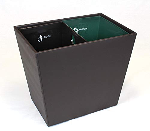 Hospitality Source Dual Chamber Recycling Waste Bin Cordoba Brown 14.5" x 9" x 12" 22.5 liters