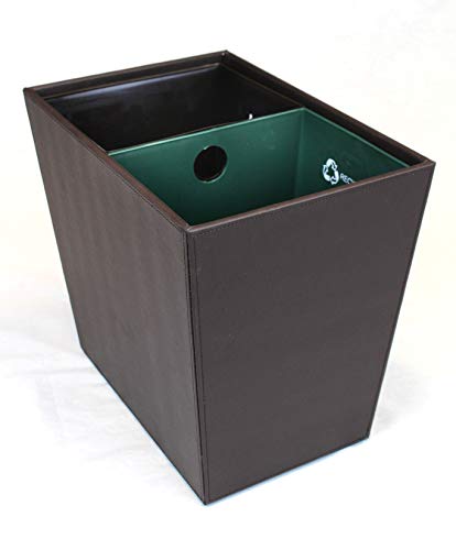 Hospitality Source Dual Chamber Recycling Waste Bin Cordoba Brown 14.5" x 9" x 12" 22.5 liters