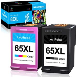 leciroba compatible for hp deskjet 3755 ink cartridges high yield remanufactured hp 65xl ink cartridges replacement for hp deskjet 2600 3700 series envy 5000 series amp 100 series printer (2-pack)