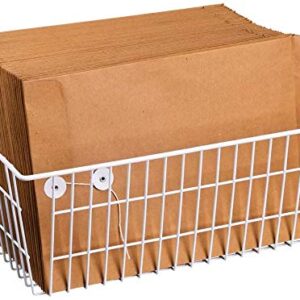 Slideep Farmhouse Metal Wire Basket, Fridge Freezer Storage Organizer Bins with Handles for Kitchen Cabinets, Pantry, Closets, Bedrooms, Bathrooms, White 3 Pack