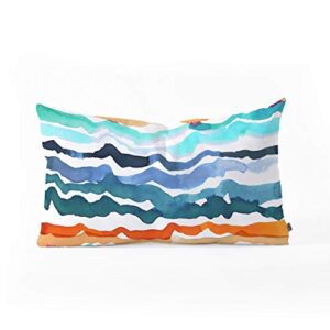 deny designs cayenablanca beach waves oblong throw pillow, 23" x 14", blue