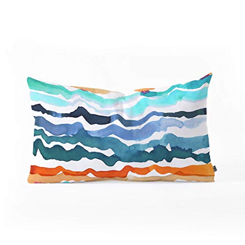 Deny Designs Cayenablanca Beach Waves Oblong Throw Pillow, 23" x 14", Blue