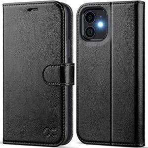 ocase compatible with iphone 12 case/compatible with iphone 12 pro wallet case, pu leather flip case with card holders rfid blocking kickstand phone cover 6.1 inch (black)