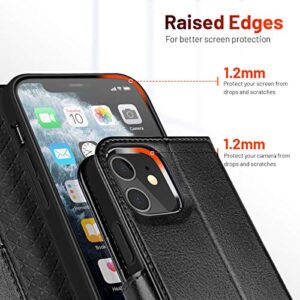 OCASE Compatible with iPhone 12 Case/Compatible with iPhone 12 Pro Wallet Case, PU Leather Flip Case with Card Holders RFID Blocking Kickstand Phone Cover 6.1 Inch (Black)