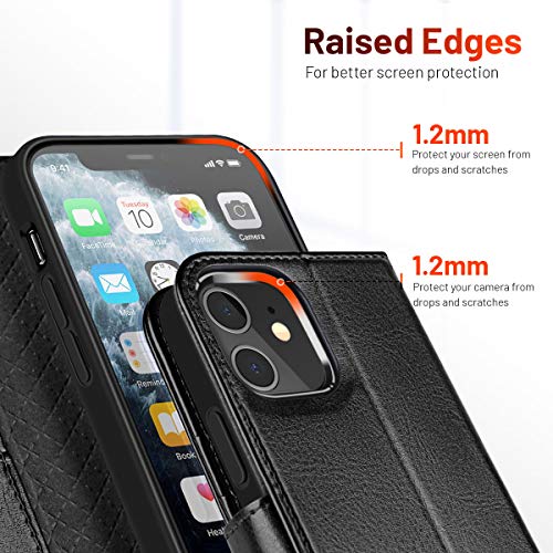 OCASE Compatible with iPhone 12 Case/Compatible with iPhone 12 Pro Wallet Case, PU Leather Flip Case with Card Holders RFID Blocking Kickstand Phone Cover 6.1 Inch (Black)