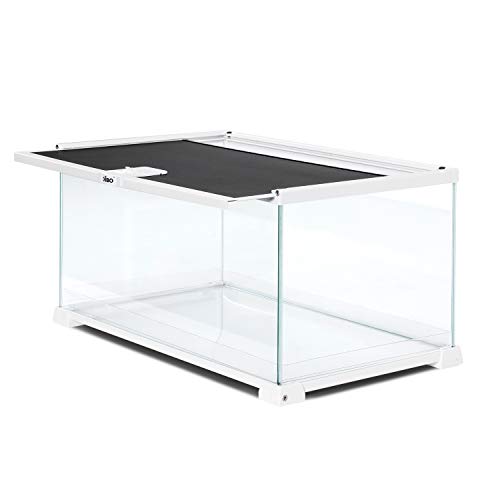 OIIBO 10 Gallon Reptile Tank, 20" x 12" x 10" Reptile Terrarium, Sliding Screen Top Hermit Crab Tank for Reptile Amphibians, Snake, Turtle, Frog, Gecko, Hamster, Hedgehog, Small Animals