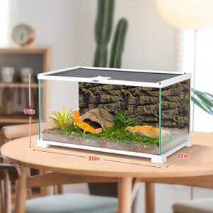 OIIBO 10 Gallon Reptile Tank, 20" x 12" x 10" Reptile Terrarium, Sliding Screen Top Hermit Crab Tank for Reptile Amphibians, Snake, Turtle, Frog, Gecko, Hamster, Hedgehog, Small Animals