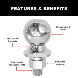 Torin ATRLY2002B 2" Diameter Trailer Hitch Ball: 3 Ton (6,000 lb) Capacity