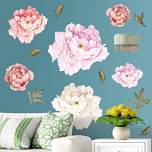 Removable Creative 3D Flower Wall Decal DIY Flowers Wall Decor Floral Wall Peel and Stick Sticker for Girls Teens Nursery Babys Bedroom Living Room Home Offices Kids Room Decoration (Peony)