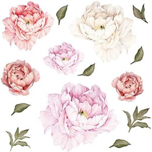 Removable Creative 3D Flower Wall Decal DIY Flowers Wall Decor Floral Wall Peel and Stick Sticker for Girls Teens Nursery Babys Bedroom Living Room Home Offices Kids Room Decoration (Peony)