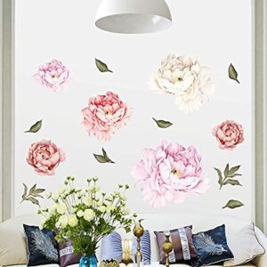 Removable Creative 3D Flower Wall Decal DIY Flowers Wall Decor Floral Wall Peel and Stick Sticker for Girls Teens Nursery Babys Bedroom Living Room Home Offices Kids Room Decoration (Peony)