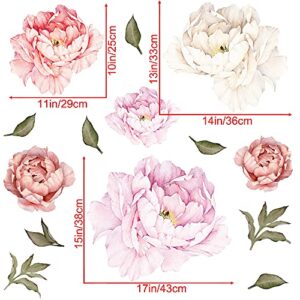 Removable Creative 3D Flower Wall Decal DIY Flowers Wall Decor Floral Wall Peel and Stick Sticker for Girls Teens Nursery Babys Bedroom Living Room Home Offices Kids Room Decoration (Peony)