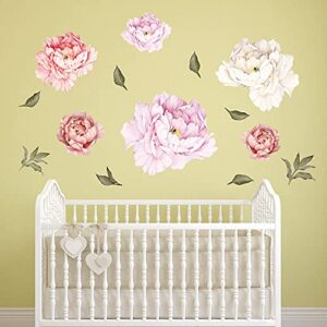 Removable Creative 3D Flower Wall Decal DIY Flowers Wall Decor Floral Wall Peel and Stick Sticker for Girls Teens Nursery Babys Bedroom Living Room Home Offices Kids Room Decoration (Peony)