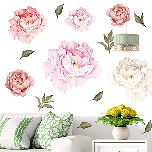 Removable Creative 3D Flower Wall Decal DIY Flowers Wall Decor Floral Wall Peel and Stick Sticker for Girls Teens Nursery Babys Bedroom Living Room Home Offices Kids Room Decoration (Peony)