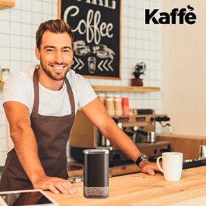 Kaffe Glass Storage Container. Coffee Canister - BPA Free Stainless Steel with Airtight Lid (12oz)