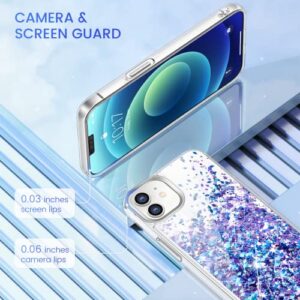 Caka Case for iPhone 12 Glitter Case, iPhone 12 Pro Glitter Case Girly Girls Women Bling Liquid Sparkle Fashion Flowing Quicksand Case for iPhone 12 12 Pro (6.1 inches) (Blue Purple)