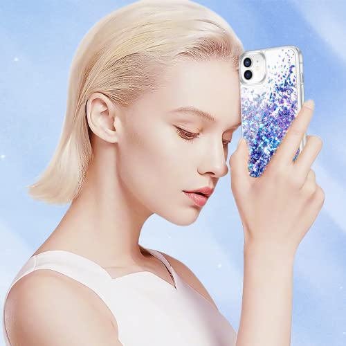 Caka Case for iPhone 12 Glitter Case, iPhone 12 Pro Glitter Case Girly Girls Women Bling Liquid Sparkle Fashion Flowing Quicksand Case for iPhone 12 12 Pro (6.1 inches) (Blue Purple)