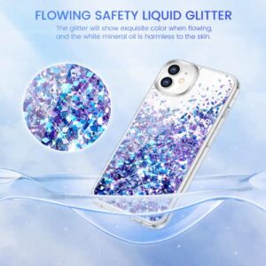Caka Case for iPhone 12 Glitter Case, iPhone 12 Pro Glitter Case Girly Girls Women Bling Liquid Sparkle Fashion Flowing Quicksand Case for iPhone 12 12 Pro (6.1 inches) (Blue Purple)