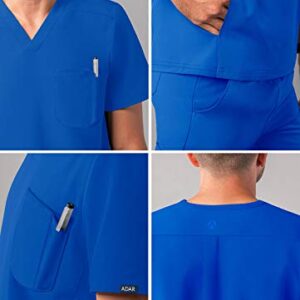 Adar Addition Scrubs for Men - Modern Multi Pocket V-Neck Scrub Top - A6010 - Royal Blue - M