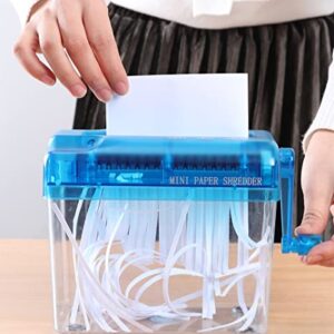 Portable Hand Shredder A6 Paper Shredder AJDOLL Manual Paper Shredder Mini Paper Cutting Machine with 1.5L Basket Office School Home Desktop Stationery for Paper Bills Receipts