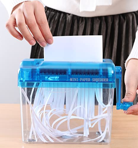 Portable Hand Shredder A6 Paper Shredder AJDOLL Manual Paper Shredder Mini Paper Cutting Machine with 1.5L Basket Office School Home Desktop Stationery for Paper Bills Receipts