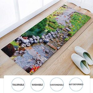 LoveHouse 3D Optical Illusion Rug for Living Room,Decorative Printing Area Rug Lotus Ocean Pattern,Large Washable Carpet Mat,Non Slip Hallway Nautical Runner Rug-D 100x300cm/39-118in