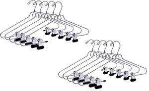 quality add-on pant skirt blouse hanger 60-pack, heavy-duty add-on skirt hangers with clips, multi stackable add on hangers, adjustable wide clip pants hanger, chrome (skirt hanger - wide clips, 60)