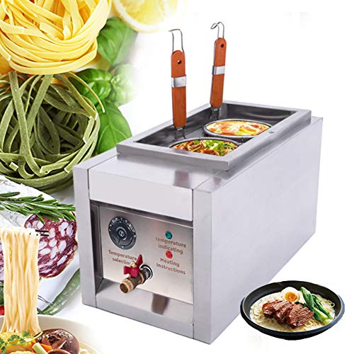 2 Hole Noodle Cooking Machine Commercial Pasta Cooker Pasta Makers 2KW Noodle Oven Pasta Cooking Tool Kitchen Stainless Steel Blade Noodle Dumpling Maker with Noodle Filter